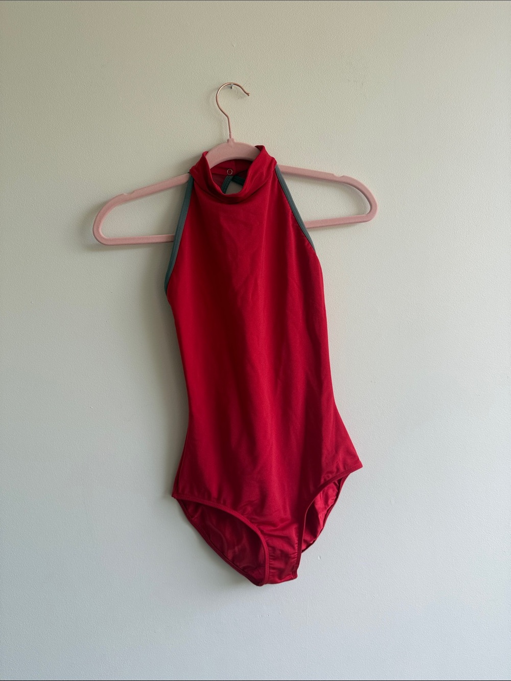 Women’s Red High-Neck One-Piece Swim/Leotard